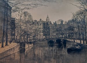 Johannes Josseaud - Hoek Leidsegracht - Herengracht, ets kopen? Bied vanaf 25!