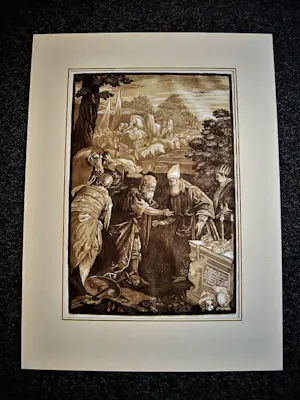 John Baptist Jackson - Engeland 18e eeuw grote houtsnede "Melchisedech & Abraham" kopen? Bied vanaf 53!