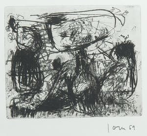 Asger Jorn - Ets en droge naald op handgeschept Japon, Friedhof der Maulwürfe - Ingelijst kopen? Bied vanaf 1!