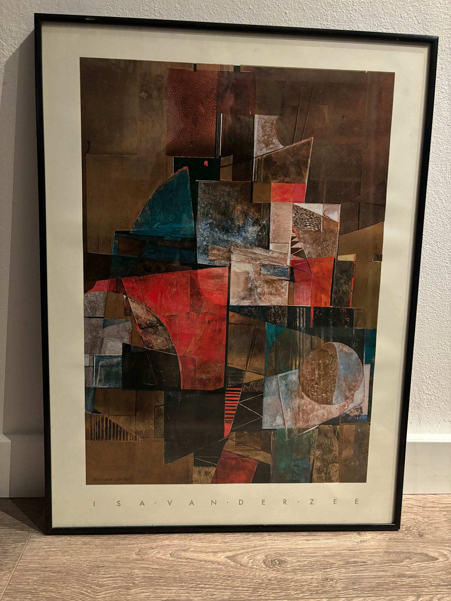 Isa van der Zee - Offset, Abstracte compositie met metallic elementen - Ingelijst kopen? Bied vanaf 45!