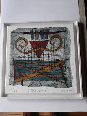 Wim Zurne - Zeefdruk op doek, in houten baklijst, 26/30 kopen? Bied vanaf 40!