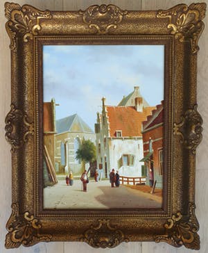 Johannes Eerdmans - Oud-Hollands stadsgezicht met figuren kopen? Bied vanaf 180!