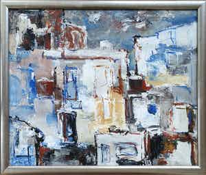 Jelle Hoogstra - Jelle Hoogstra - Abstracte compositie, unica (mooi ingelijst) verkocht voor € 95!