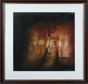 Niet of onleesbaar gesigneerd - Gemengde techniek op paneel, Zonder titel - Ingelijst kopen? Bied vanaf 1!