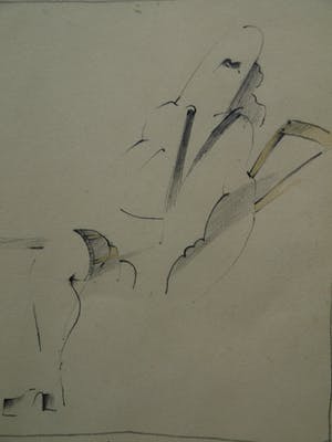 Hans Konings - Ingelijste tekening , “Meeting on a Chair” kopen? Bied vanaf 35!