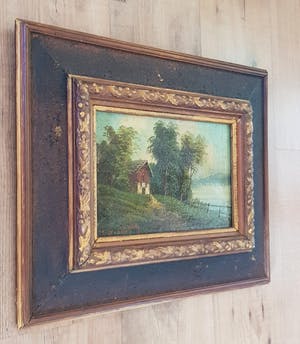Niet of onleesbaar gesigneerd - landschap met huis, kopen? Bied vanaf 1!