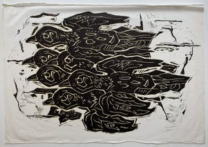 Peter Alma - linoleumsnede op rijstpapier - 'Vogels' - 1967 (Prent 190) Serie 2A kopen? Bied vanaf 100!