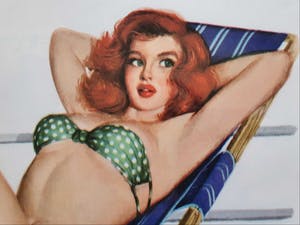Curiosa - Al Moore - Pin-up voor Esquire kalender (Miss March, 1950), fraai gelijst kopen? Bied vanaf 1!