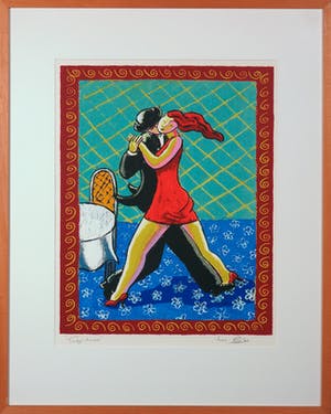 Jacques Tange - Zeefdruk, Tango dinner - Ingelijst kopen? Bied vanaf 70!