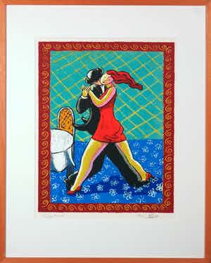 Jacques Tange - Zeefdruk, Tango dinner - Ingelijst verkocht voor € 70!