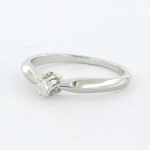 14k witgouden solitair ring met briljant geslepen diamant tot. 0.10ct kopen? Bied vanaf 310!