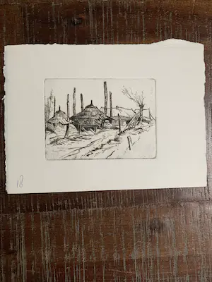 Jos van Dijk - Drie etsen Elspeet. kopen? Bied vanaf 10!