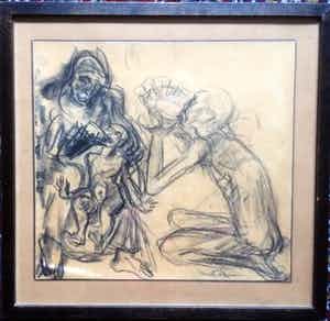 Matthieu Wiegman - BERGENSE SCHOOL! Krijttekening collectie Jelgersma verkocht voor € 150!