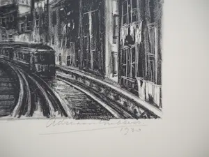 Adriaan Lubbers - New York, Subway op Chatham Square, originele gesigneerde lithografie kopen? Bied vanaf 250!