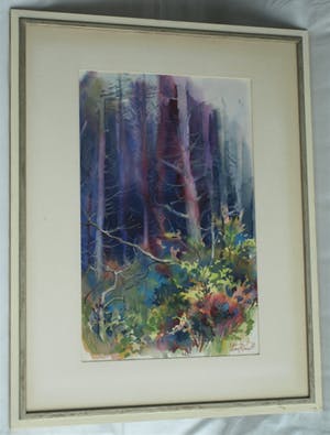 Klaas Pijlman - Aquarel , “Bos” – gesigneerd & ingelijst – Groot - 1965 kopen? Bied vanaf 75!