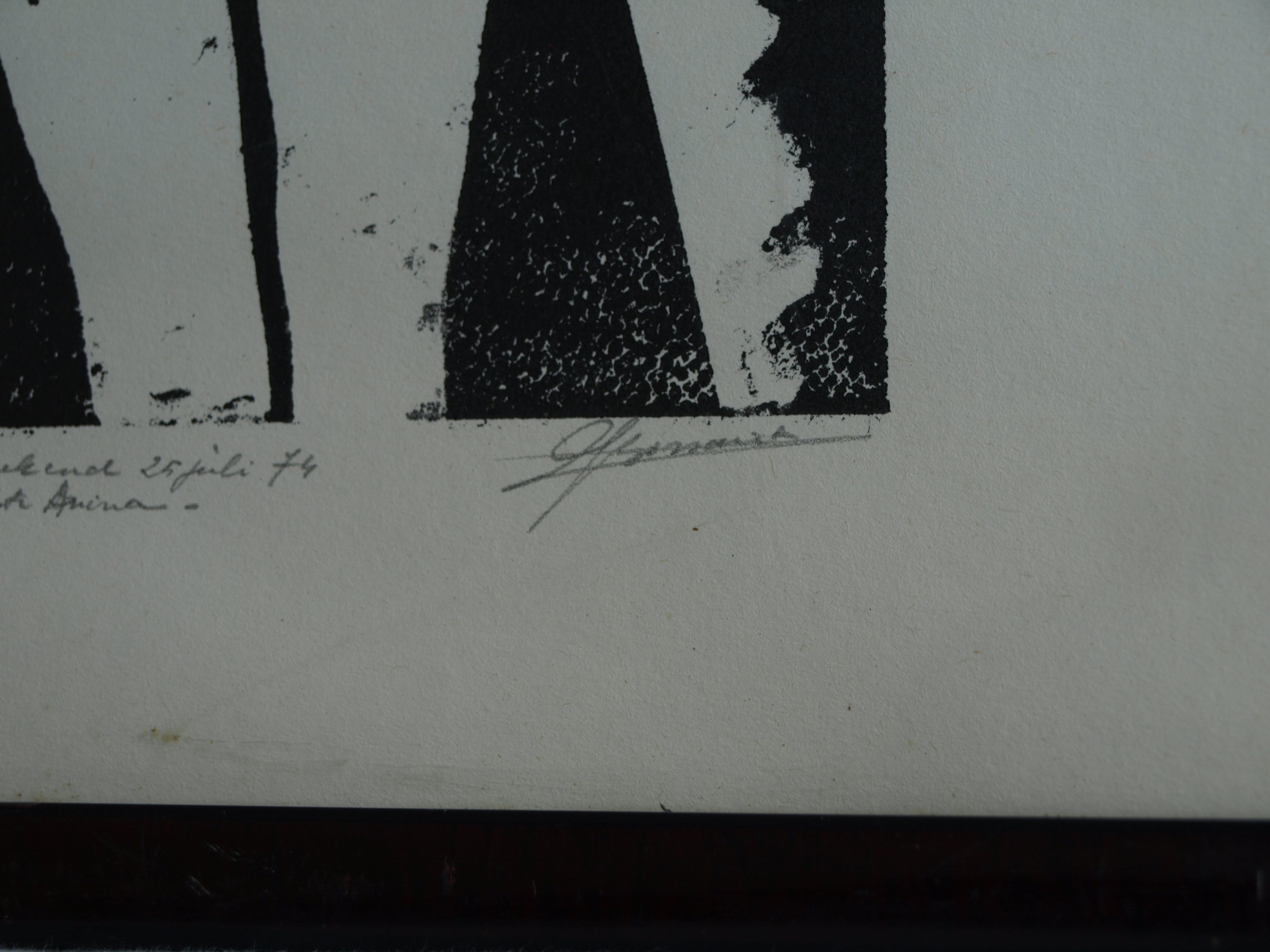 Jozef Bossaert - Kartonsnede , Kussend paar – ingelijst – 1974 kopen? Bied vanaf 15!