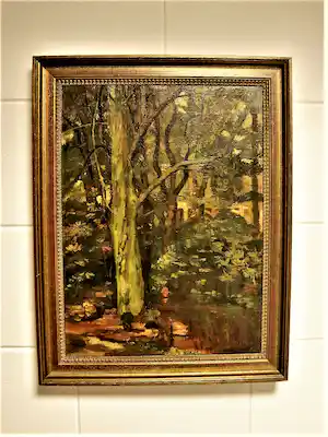 George Pletser - Fraai en krachtig 1930 postimpressionistisch olieverf "Herfst in Kralingse Bos" verkocht voor € 79!