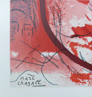Marc Chagall - Compositie met figuur met boeket bloemen, litho kopen? Bied vanaf 150!