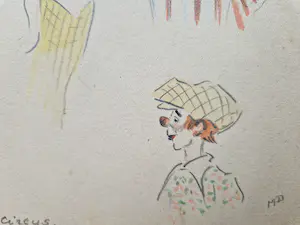 Mies Deinum - Twee (2) x aquarel/ tekeningen "Buziau de clown" & "Circus" - gesigneerd kopen? Bied vanaf 30!