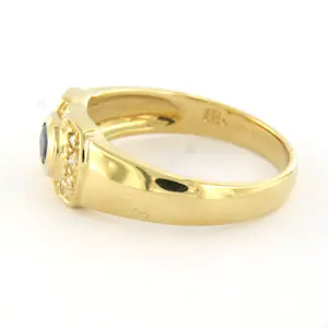 18k geel gouden ring met saffier en briljant geslepen diamanten tot. 0.08ct kopen? Bied vanaf 410!