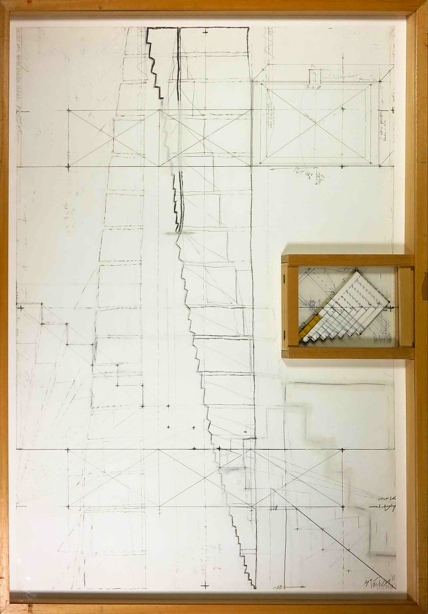 Ellen Vomberg - Potloodtekening, Zonder titel - Ingelijst (Groot) verkocht voor € 1!