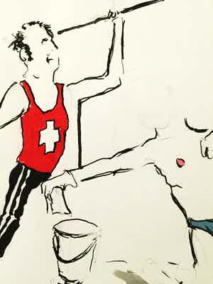 Aaron van Erp - Zonder titel/ mixed media on paper/museaal ingelijst verkocht voor € 695!