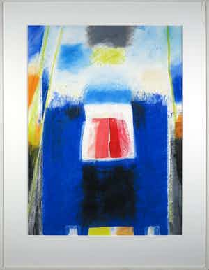Gijs Keizer - Acryl op papier, Abstrace compositie - Ingelijst (Groot) verkocht voor € 40!