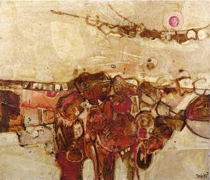 Jack Harden - Gemengde techniek op board, Verlangend landschap - Ingelijst kopen? Bied vanaf 1!