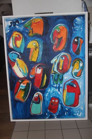 Finn Pedersen - titel 'FACE' schitterend GROOT mooi kleurrijk origineel werk. Lage startprijs kaufen? Bieten Sie von 1150!