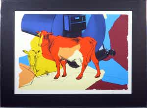 Anja van Benthem - Zeefdruk, Hollandse koeien - Ingelijst verkocht voor € 35!