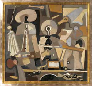 Ed Dukkers - Olieverf op doek, Commedia dell'Arte verkocht voor € 600!