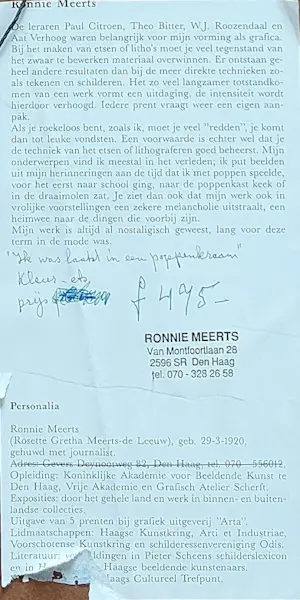 Ronnie Meerts - Ik was laatst in een poppenkraam kopen? Bied vanaf 10!