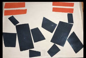 Carel Visser - (1928-2015) twee-kleuren houtdruk "Vliegen". kopen? Bied vanaf 100!