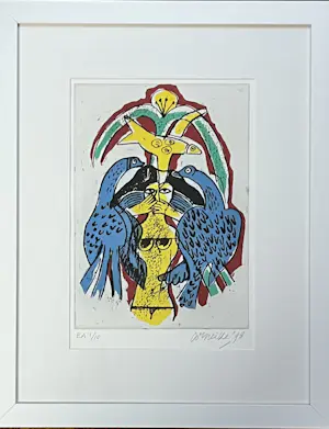 Corneille - Ingelijste gravure Vrouw en vogels, 1998 - Nummer EA 1/10 kopen? Bied vanaf 380!
