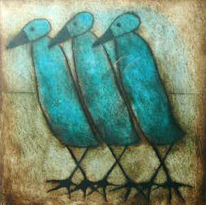 Gerda Smit - Drie vogels -kleurenets 2003- verkocht voor € 95!