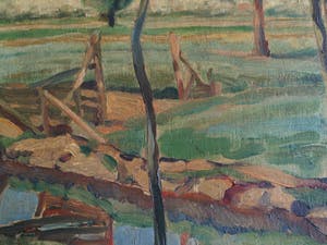 Jan Abraham Bakker - Olieverf op karton, Landschap – gesigneerd en ingelijst – 1932 kopen? Bied vanaf 25!