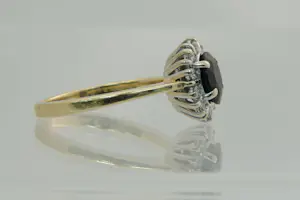 70- Sierlijke 14 krt goud & diamanten ring met diep-blauwe saffier - klein model kopen? Bied vanaf 220!