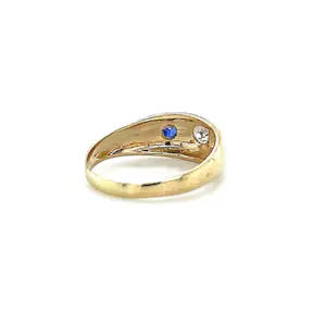 Zeitloser Vintagering in 14 Karat (585) mit Saphiren und Brillant kopen? Bied vanaf 390!