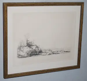 Rembrandt van Rijn - Boerderijen aan een vaart - ets kopen? Bied vanaf 75!