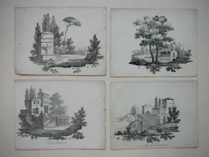 Johannes Cornelis van Pappelendam - 4 litho s gebouw en landschap kaufen? Bieten Sie von 20!