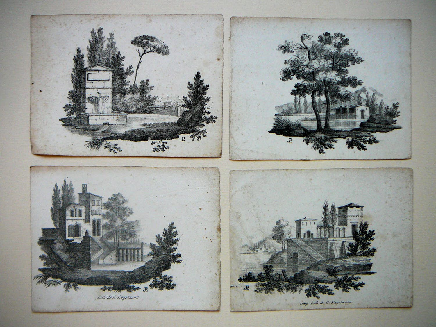 Johannes Cornelis van Pappelendam - 4 litho s gebouw en landschap kopen? Bied vanaf 20!