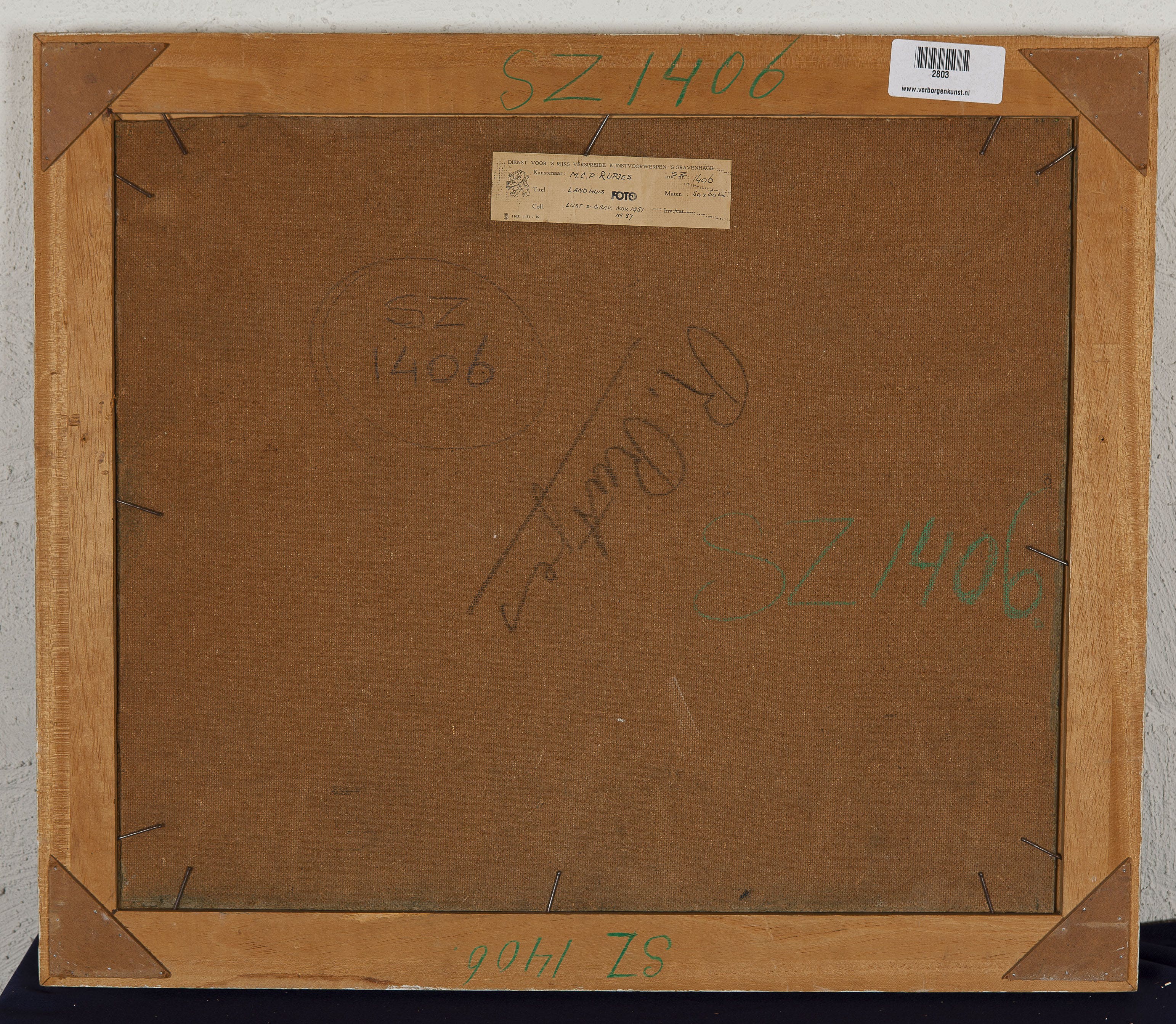 Rinus Rutjes - Landhuis - Olieverf op hardboard - gesigneerd r.o. - BKR Den Haag - 1951 kopen? Bied vanaf 10!