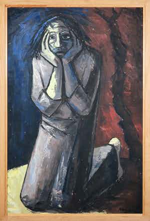 Berry Brugman - Olieverf op doek, Christus - Ingelijst verkocht voor € 100!