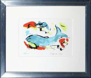 Nic Jonk - Zeefdruk, Zonder titel - Ingelijst verkocht voor € 50!