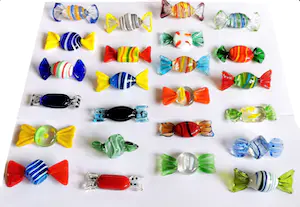 Seguso - 24x Murano Glas Snoepjes / Bonbons / Sweets - Vintage Kunst Venetië kopen? Bied vanaf 70!