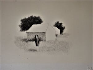 Metten Koornstra - meester van de verstilling - Litho - Vrouw in landschap - gesigneerd - jaren 60 kopen? Bied vanaf 10!