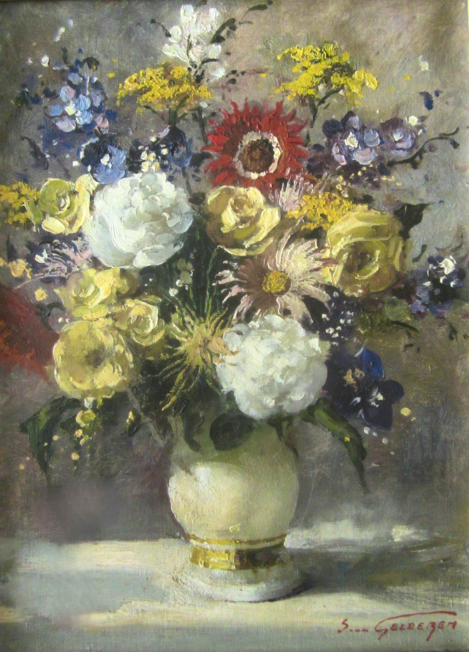 Simon van Gelderen - Zomerboeket in witte vaas kopen? Bied vanaf 220!