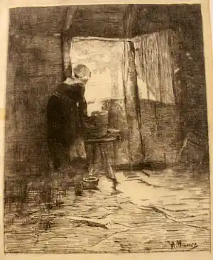 Anton Mauve (sr.) - Gravure Vrouw met wastobbe verkauft für € 15!