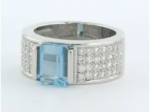 18k witgouden ring met topaz en briljant geslepen diamant 0.56ct - rm 17.25 kopen? Bied vanaf 1200!