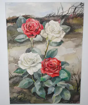 Buy Aart van Dobbenburgh - zeldzame aquarel van 4 rozen? Bid from 250!